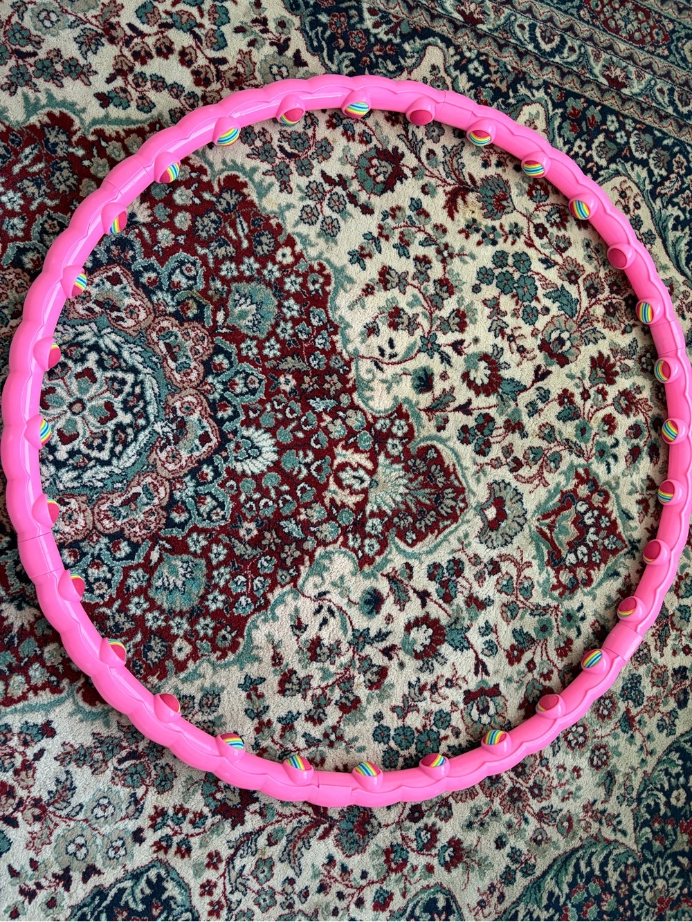 Pink Massage Hula Hoop with Rainbow Rollers